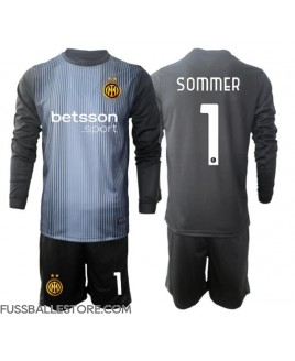 Günstige Inter Milan Yann Sommer #1 Torwart Heimtrikotsatz Kinder 2025-26 Langarm (+ Kurze Hosen)